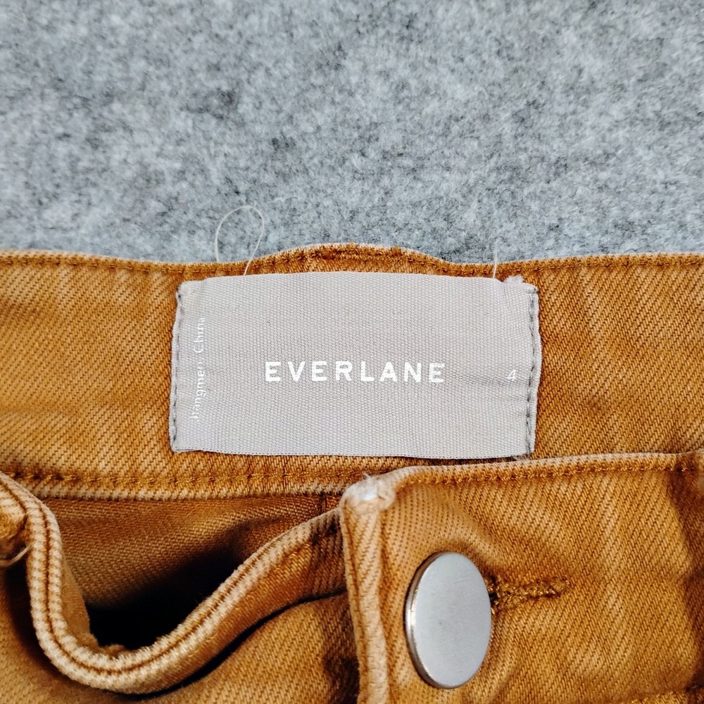 Everlane Womens Cropped Straight Leg Pants Ochre Brown High Rise Chino Size 4 - Picture 2 of 9